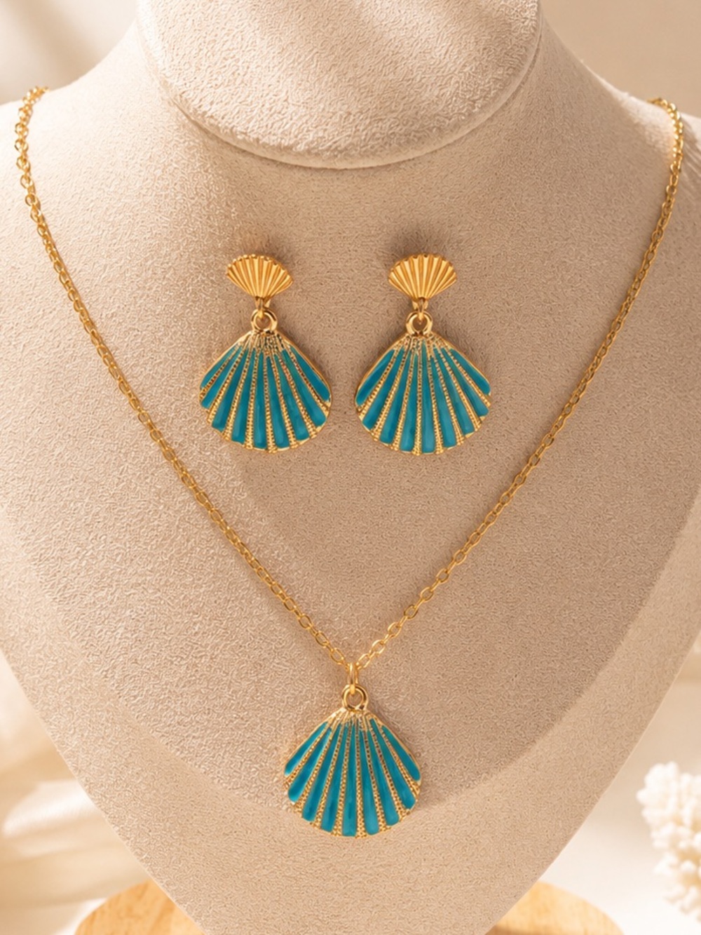 Necklace & Earring Summer Set with Teal Accents